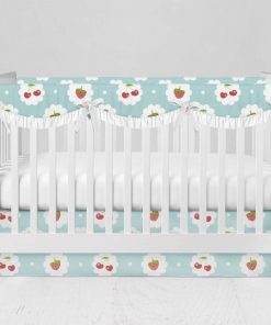 Bumperless Crib Set with Modern Skirt and Scalloped Rail Covers - Sweetie Pie