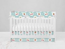 Bumperless Crib Set with Modern Skirt and Scalloped Rail Covers - Sweetie Pie