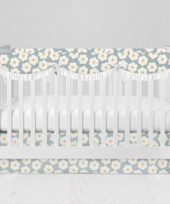 Bumperless Crib Set with Modern Skirt and Scalloped Rail Covers - Daisy Mae