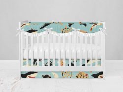 Bumperless Crib Set with Modern Skirt and Scalloped Rail Covers - Arg