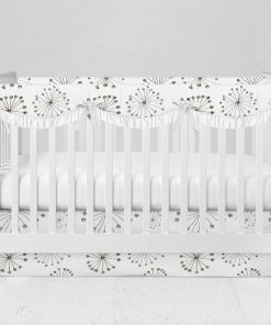 Bumperless Crib Set with Modern Skirt and Scalloped Rail Covers - Dandy Delight Ink