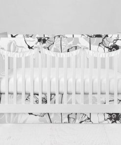 Bumperless Crib Set with Modern Skirt and Scalloped Rail Covers - Buttercup