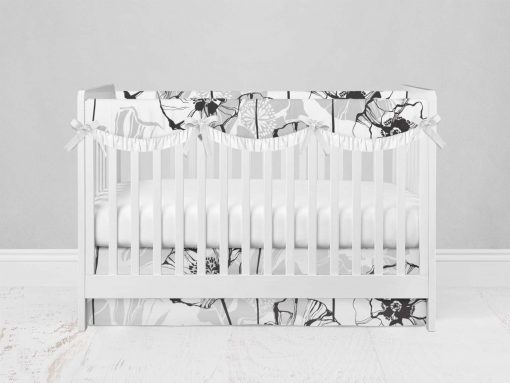 Bumperless Crib Set with Modern Skirt and Scalloped Rail Covers - Buttercup