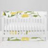 Bumperless Crib Set with Modern Skirt and Scalloped Rail Covers - Lemons Detailed Floral