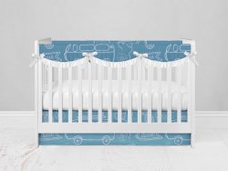 Bumperless Crib Set with Modern Skirt and Scalloped Rail Covers - Simple Life