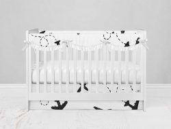 Bumperless Crib Set with Modern Skirt and Scalloped Rail Covers - Fly Fly