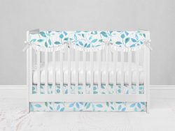 Bumperless Crib Set with Modern Skirt and Scalloped Rail Covers - Blue Ivy