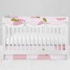 Bumperless Crib Set with Modern Skirt and Scalloped Rail Covers - Pink Apple
