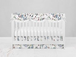 Bumperless Crib Set with Modern Skirt and Scalloped Rail Covers - Wild Berries