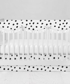 Bumperless Crib Set with Modern Skirt and Scalloped Rail Covers - Dotted