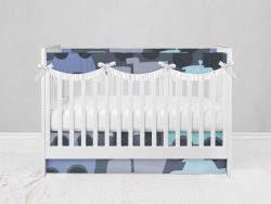 Bumperless Crib Set with Modern Skirt and Scalloped Rail Covers - Wild Wheels