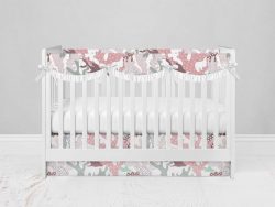 Bumperless Crib Set with Modern Skirt and Scalloped Rail Covers - Cora l& Fish