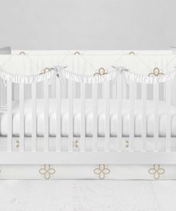 Bumperless Crib Set with Modern Skirt and Scalloped Rail Covers - Dainty Dots