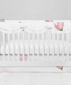 Bumperless Crib Set with Modern Skirt and Scalloped Rail Covers - Baby Blooms