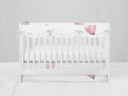 Bumperless Crib Set with Modern Skirt and Scalloped Rail Covers - Baby Blooms