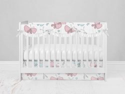 Bumperless Crib Set with Modern Skirt and Scalloped Rail Covers - Baby Butterfly