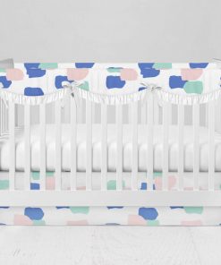 Bumperless Crib Set with Modern Skirt and Scalloped Rail Covers - Confetti Colors
