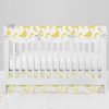 Bumperless Crib Set with Modern Skirt and Scalloped Rail Covers - Watercolor Banana