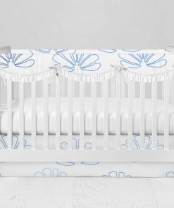 Bumperless Crib Set with Modern Skirt and Scalloped Rail Covers - Soft Shell
