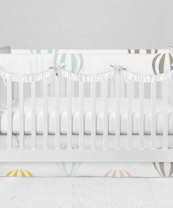 Bumperless Crib Set with Modern Skirt and Scalloped Rail Covers - Day Dream