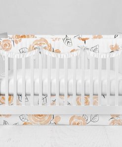 Bumperless Crib Set with Modern Skirt and Scalloped Rail Covers - Sofie Rose