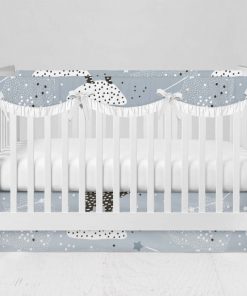Bumperless Crib Set with Modern Skirt and Scalloped Rail Covers - Star Bears