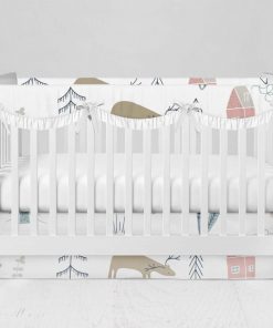 Bumperless Crib Set with Modern Skirt and Scalloped Rail Covers - Simply Fly