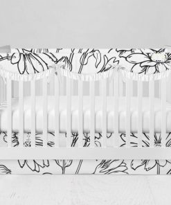 Bumperless Crib Set with Modern Skirt and Scalloped Rail Covers - She Loves Me