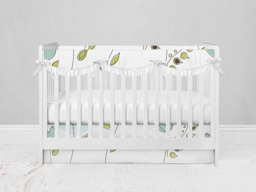 Bumperless Crib Set with Modern Skirt and Scalloped Rail Covers - Viney Mod
