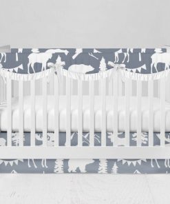 Bumperless Crib Set with Modern Skirt and Scalloped Rail Covers - Wild & Free