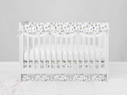 Bumperless Crib Set with Modern Skirt and Scalloped Rail Covers - Big Bear
