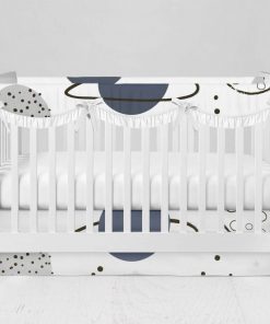 Bumperless Crib Set with Modern Skirt and Scalloped Rail Covers - Cosmic