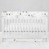 Bumperless Crib Set with Modern Skirt and Scalloped Rail Covers - Baby Blue Flowers