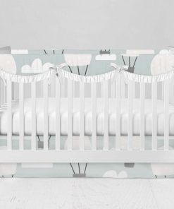 Bumperless Crib Set with Modern Skirt and Scalloped Rail Covers - Drift & Dream