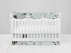 Bumperless Crib Set with Modern Skirt and Scalloped Rail Covers - Cosmic Dance
