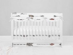Bumperless Crib Set with Modern Skirt and Scalloped Rail Covers - Arrows