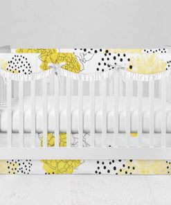 Bumperless Crib Set with Modern Skirt and Scalloped Rail Covers - Sunny Blooms