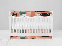 Bumperless Crib Set with Modern Skirt and Scalloped Rail Covers - Boards & More