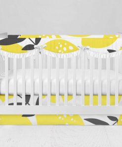 Bumperless Crib Set with Modern Skirt and Scalloped Rail Covers - Big Lemon