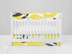 Bumperless Crib Set with Modern Skirt and Scalloped Rail Covers - Big Lemon