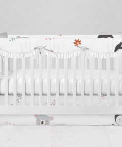 Bumperless Crib Set with Modern Skirt and Scalloped Rail Covers - Animal Dance