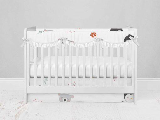 Bumperless Crib Set with Modern Skirt and Scalloped Rail Covers - Animal Dance