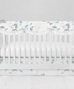 Bumperless Crib Set with Modern Skirt and Scalloped Rail Covers - Bloom Branches