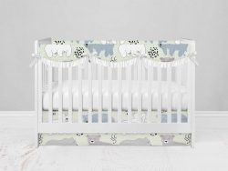 Bumperless Crib Set with Modern Skirt and Scalloped Rail Covers - Bears