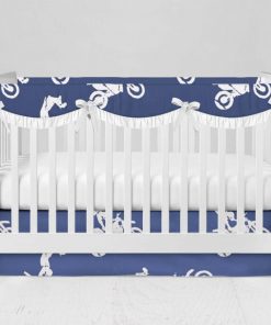 Bumperless Crib Set with Modern Skirt and Scalloped Rail Covers - Trick Rider