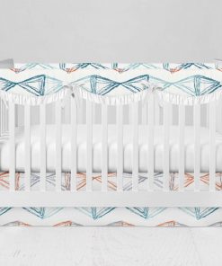 Bumperless Crib Set with Modern Skirt and Scalloped Rail Covers - Diamond Draw