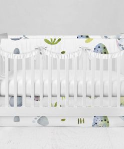 Bumperless Crib Set with Modern Skirt and Scalloped Rail Covers - Dragon Baby