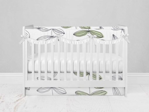 Bumperless Crib Set with Modern Skirt and Scalloped Rail Covers - Growing Up Inked
