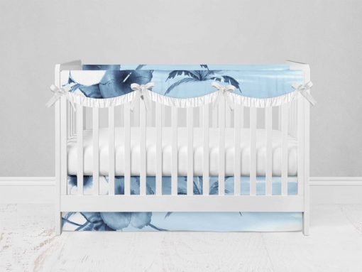 Bumperless Crib Set with Modern Skirt and Scalloped Rail Covers - Island Dreams