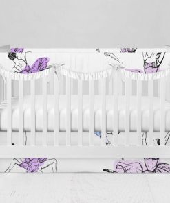 Bumperless Crib Set with Modern Skirt and Scalloped Rail Covers - Dancer